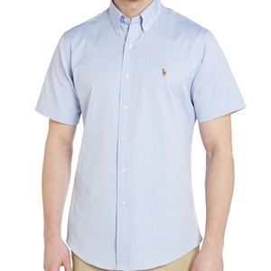 Polo Ralph Lauren Blue Oxford Button Down Short Sleeve Shirt L